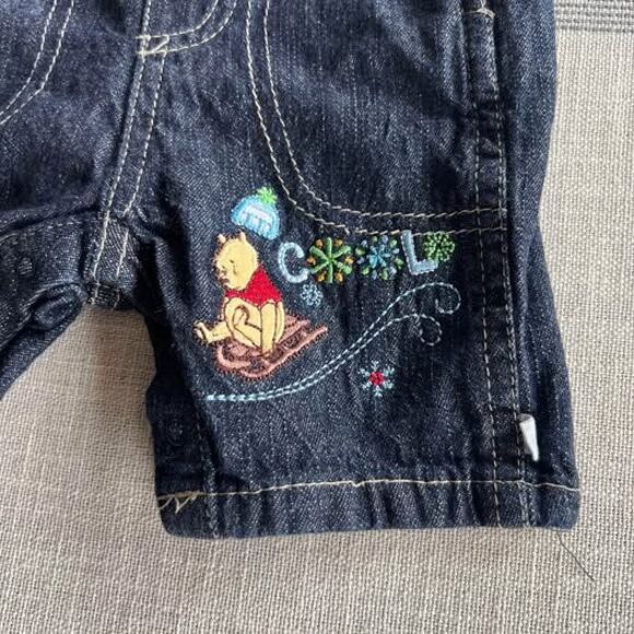 Vintage Disney Baby Store Winnie the Pooh Denim Embroidered Overalls Newborn - Picture 2 of 7